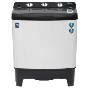 Midea 7 Kg Semi Automatic Top Load Washing Machine Black White MWMSA070PPG(KW) with IPX4 Protection & Thermal Protection | 2 Year Warranty