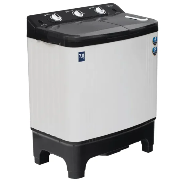 Midea 7 Kg Semi Automatic Top Load Washing Machine Black White MWMSA070PPG(KW) with IPX4 Protection & Thermal Protection | 2 Year Warranty