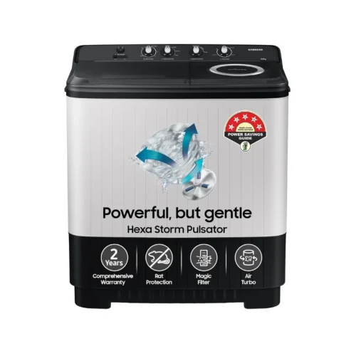 SAMSUNG 10.5 kg 5 Star Semi Automatic Washing Machine with Hexa Storm Pulsator (WT10C4260GG/TL, Light Gray)