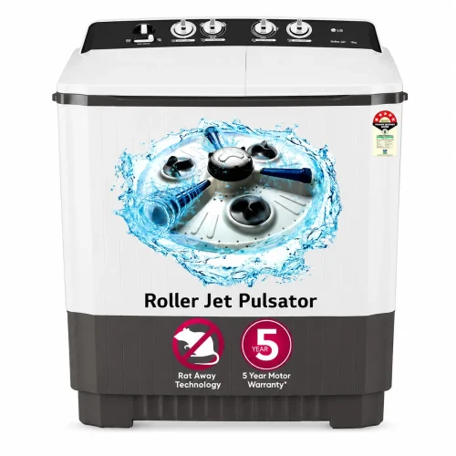 LG 10 Kg 5 Star Semi Automatic Top Load Washing Machine P1040RGAZ with Roller Jet Pulsator, Rat Away Feature & 1300 RPM Dark Gray 5 Year Motor Warranty
