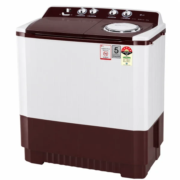 LG 10.5Kg Semi Automatic Washing Machine P105ASRAZ – Roller Jet Pulsator, 5 Star, Burgundy
