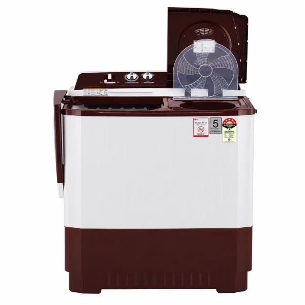 LG 10.5Kg Semi Automatic Washing Machine P105ASRAZ – Roller Jet Pulsator, 5 Star, Burgundy