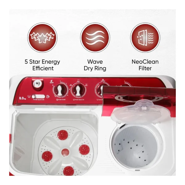 Sharp 8 Kg 5 Star Semi-Auto Washing Machine ES-SD80NB-TR