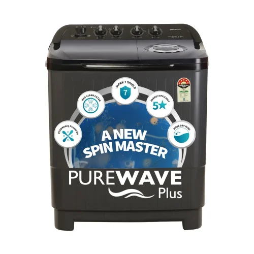 Sharp ES-SD80NB-TS 8KG Semi-Automatic Washing Machine with Quadroniq Pulsator & 5-Star Energy Rating