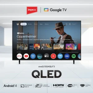Impex evoQ 55S4QLF3 55 Inch 4K QLED Smart Google TV with HDR10, Dolby Audio & 120Hz Gaming Mode