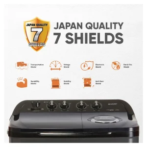 Sharp ES-SD80NB-TS 8KG Semi-Automatic Washing Machine with Quadroniq Pulsator & 5-Star Energy Rating