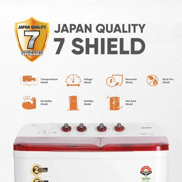 Sharp ES-SD90NB-PR 9kg Semi-Automatic Top Load Washing Machine with HydroBlast Wash & 1300 RPM Sharp ES-SD90NB-PR 9kg Semi-Automatic Top Load Washing Machine with HydroBlast Wash & 1300 RPM
