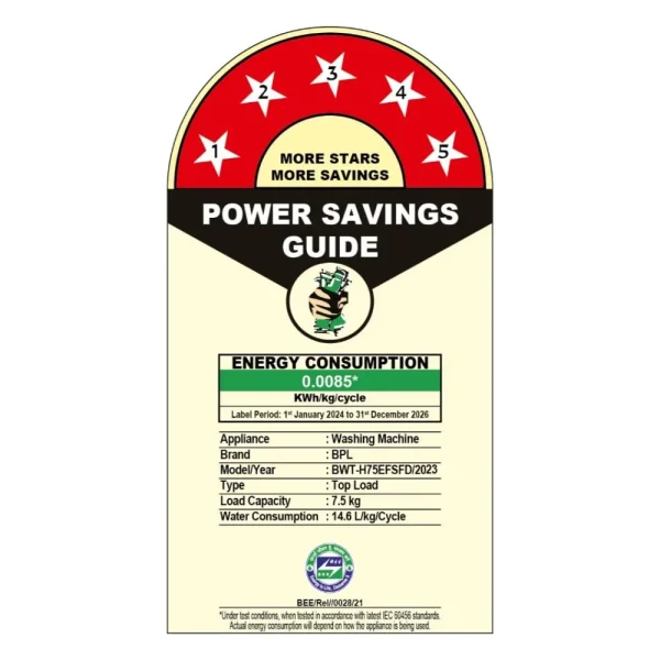 BPL BWTH75EFSFD Top Load Washing Machine – Energy Efficient & Fully Automatic
