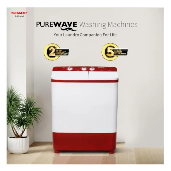 Sharp ES-SD70NB-FR 7kg Semi Automatic Top Load Washing Machine | Red Sharp ES-SD70NB-FR 7kg Semi Automatic Top Load Washing Machine | Red