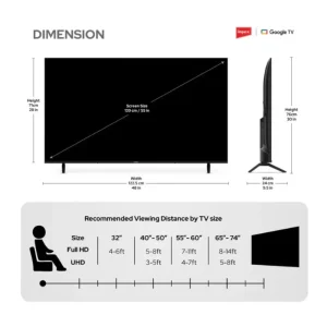 Impex evoQ 55S4QLF3 55 Inch 4K QLED Smart Google TV with HDR10, Dolby Audio & 120Hz Gaming Mode