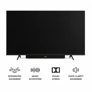 Vu 55 Inch Vibe Series 4K QLED Smart Google TV (55VIBE-DV) | Dolby Vision & Dolby Atmos | 88W Built-in Soundbar | HDR10+ | Google Assistant | 2025 Model