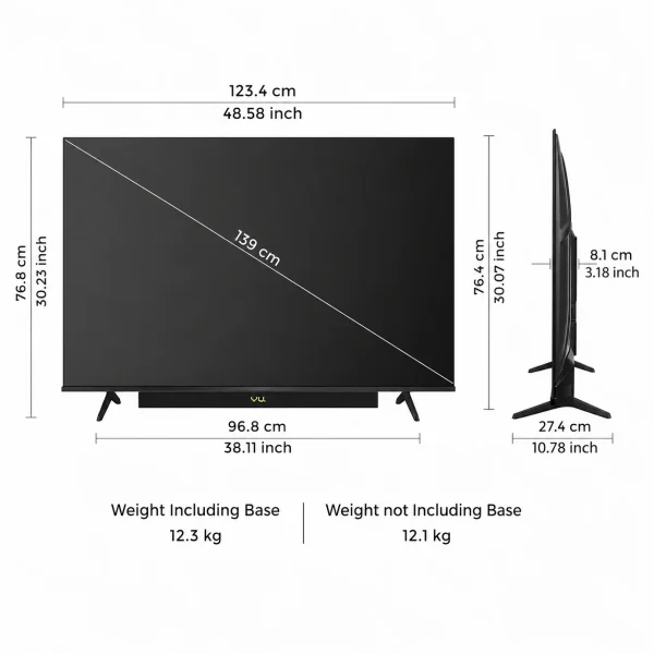 Vu 55 Inch Vibe Series 4K QLED Smart Google TV (55VIBE-DV) | Dolby Vision & Dolby Atmos | 88W Built-in Soundbar | HDR10+ | Google Assistant | 2025 Model