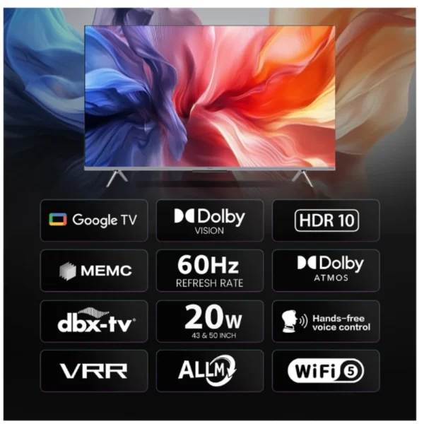 Haier 43P7GT-P 43 Inch 4K Ultra HD Smart Google TV with Dolby Vision & Atmos 43P7GT Series Grey Best Price in Kerala