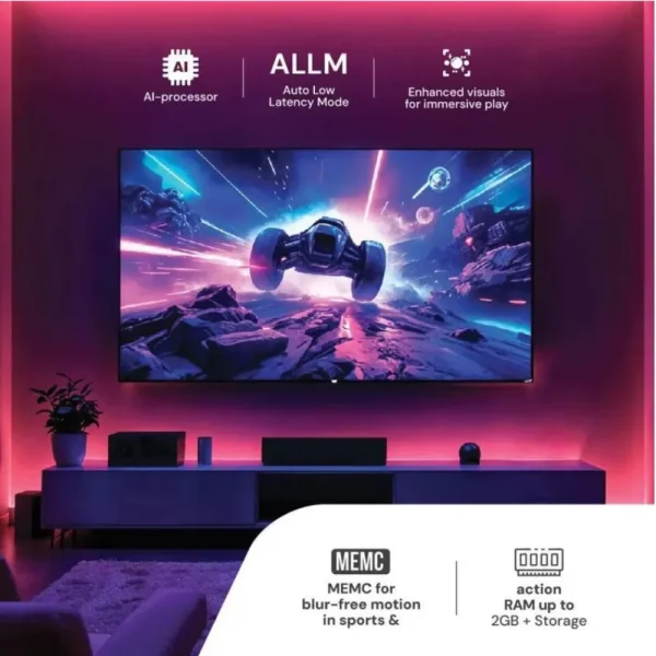 VZY X55UHQG5AV 55 Inch QLED 4K Smart Google TV with Dolby Vision Atmos & 50W Sound