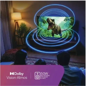 VZY X55UHQG5AV 55 Inch QLED 4K Smart Google TV with Dolby Vision Atmos & 50W Sound