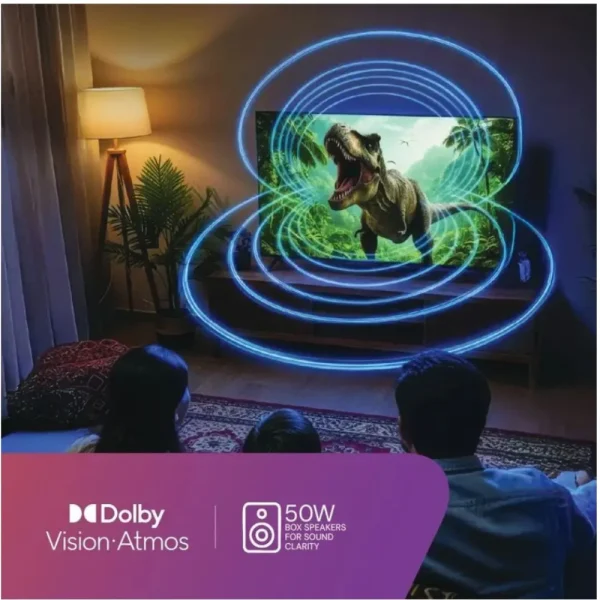 VZY X55UHQG5AV 55 Inch QLED 4K Smart Google TV with Dolby Vision Atmos & 50W Sound