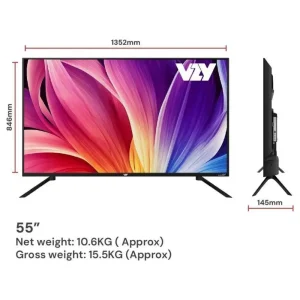 VZY X55UHQG5AV 55 Inch QLED 4K Smart Google TV with Dolby Vision Atmos & 50W Sound