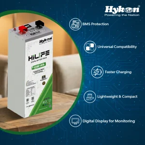 HYKON HiLIFE 12V 100Ah LiFePO4 Lithium Inverter Battery with BMS & LCD Display HYKON HiLIFE 12V 100Ah LiFePO4 Lithium Inverter Battery with BMS & LCD Display