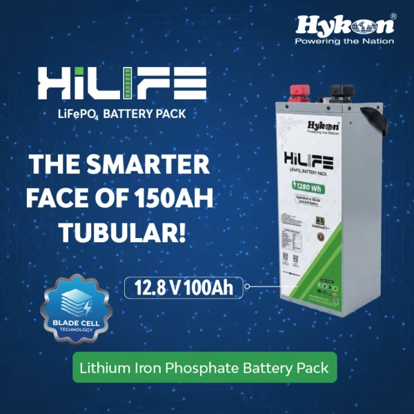 HYKON HiLIFE 12V 100Ah LiFePO4 Lithium Inverter Battery with BMS & LCD Display HYKON HiLIFE 12V 100Ah LiFePO4 Lithium Inverter Battery with BMS & LCD Display