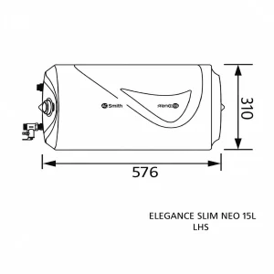 AO Smith Elegance Slim Neo 15L LHS Horizontal Water Heater | 5 Star Rated Geyser AO Smith Elegance Slim Neo 15L LHS Horizontal Water Heater | 5 Star Rated Geyser