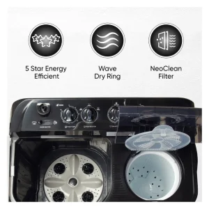 Sharp ES-SD80NB-TS 8KG Semi-Automatic Washing Machine with Quadroniq Pulsator & 5-Star Energy Rating
