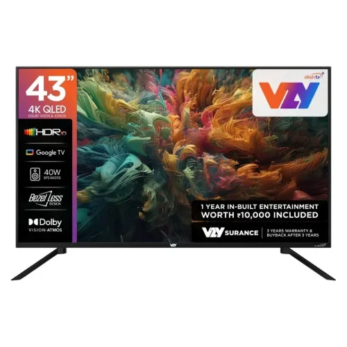 VZY X43UHQG5AV 43 Inch 4K QLED Smart Google TV with Dolby Atmos, HDR10 & Voice Remote (Year 2025), VZY X43UHQG5AV 43 Inch 4K QLED Smart Google TV with Dolby Atmos, HDR10 & Voice Remote (Year 2025),