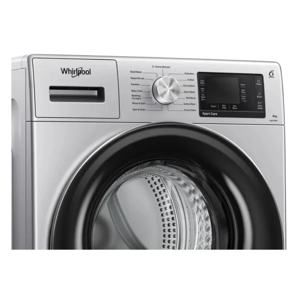 Whirlpool Xpert Care 8kg Front Load Washer with Steam Wash, Ozone Air Refresh & 1400 RPM Inverter Motor Silver Whirlpool Xpert Care 8kg Front Load Washer with Steam Wash, Ozone Air Refresh & 1400 RPM Inverter Motor Silver