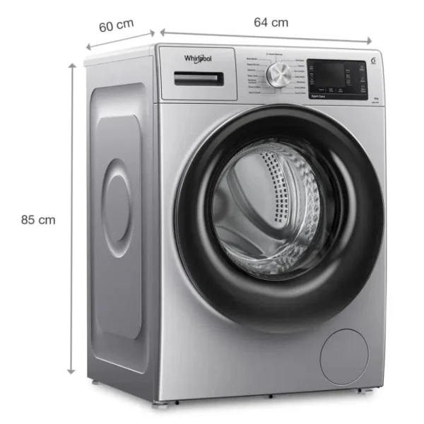 Whirlpool Xpert Care 8kg Front Load Washer with Steam Wash, Ozone Air Refresh & 1400 RPM Inverter Motor Silver Whirlpool Xpert Care 8kg Front Load Washer with Steam Wash, Ozone Air Refresh & 1400 RPM Inverter Motor Silver