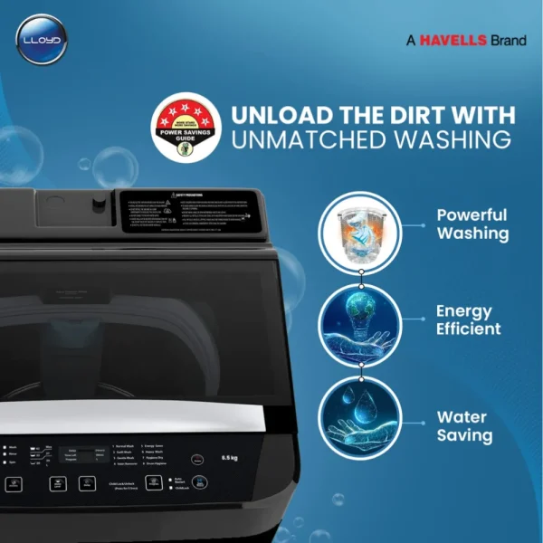 Lloyd WM 6.5KG GLWMT65GLGAM Fully Automatic Top Load Washing Machine | 5 Star Rated Lloyd WM 6.5KG GLWMT65GLGAM Fully Automatic Top Load Washing Machine | 5 Star Rated