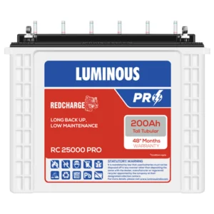 Luminous RC25000 Pro 200Ah Tall Tubular Inverter Battery 12V