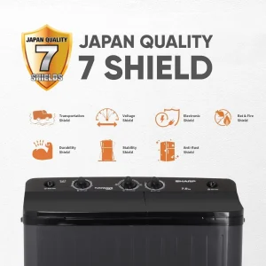 SHARP ES-SD70NB-PS 7 Kg Semi-Automatic Top Load Washing Machine with E-Spin Pulsator & 1300 RPM