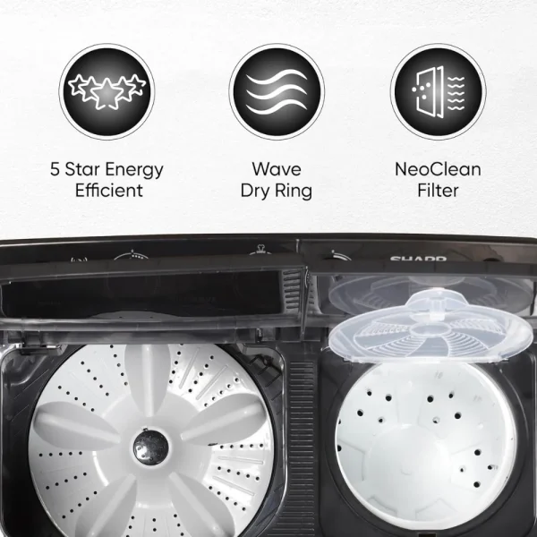 SHARP ES-SD70NB-PS 7 Kg Semi-Automatic Top Load Washing Machine with E-Spin Pulsator & 1300 RPM