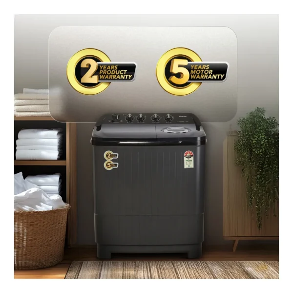 Sharp ES-SD80NB-TS 8KG Semi-Automatic Washing Machine with Quadroniq Pulsator & 5-Star Energy Rating
