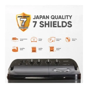 Sharp ES-SD80NB-TS 8KG Semi-Automatic Washing Machine with Quadroniq Pulsator & 5-Star Energy Rating
