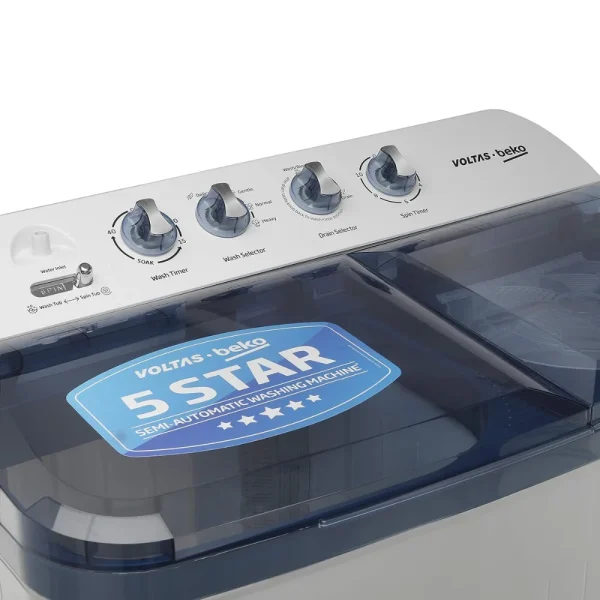 Voltas Beko WTT80DBLT 8 Kg Semi-Automatic Top Load Washing Machine | 1300 RPM | 5 Star Energy Rating Voltas Beko WTT80DBLT 8 Kg Semi-Automatic Top Load Washing Machine | 1300 RPM | 5 Star Energy Rating