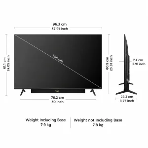 Vu 43 Inch Vibe Series 4K QLED Smart Google TV (43VIBE-DV) | Dolby Vision, Dolby Atmos & 88W Soundbar Vu 43 Inch Vibe Series 4K QLED Smart Google TV (43VIBE-DV) | Dolby Vision, Dolby Atmos & 88W Soundbar
