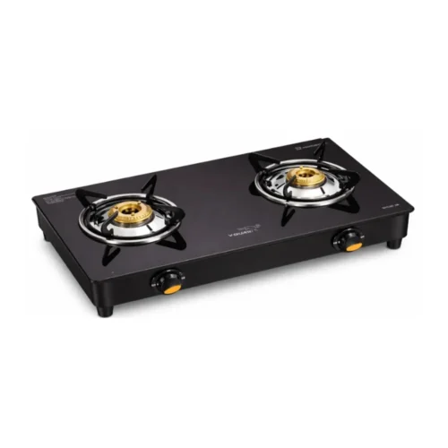 V-Guard 2 Burner Gas Stove GT Idalia Black | Premium Glass Top Cooktop with Spill-Proof Design