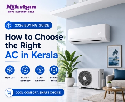 Split AC unit installed in a Kerala living room