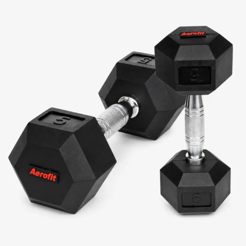 Aerofit Rubber Head Hex Dumbbells | Premium Rubber Coated Anti-Roll Dumbbells for Home Gym & Strength Training Aerofit Rubber Head Hex Dumbbells | Premium Rubber Coated Anti-Roll Dumbbells for Home Gym & Strength Training
