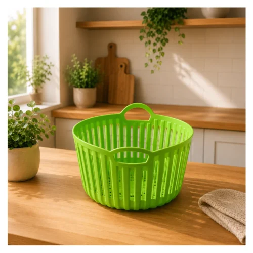 AJS D10-25 Plastic Storage Basket for Fruits & Vegetables Ventilated Kitchen Organizer with Handles AJS D10-25 Plastic Storage Basket for Fruits & Vegetables Ventilated Kitchen Organizer with Handles