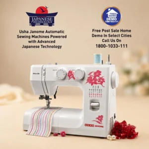 USHA Janome Allure Deluxe Fully Automatic Sewing Machine with 13 Built-in Stitches, Auto Needle Threader & LED Sewing Light USHA Janome Allure Deluxe Fully Automatic Sewing Machine with 13 Built-in Stitches, Auto Needle Threader & LED Sewing Light