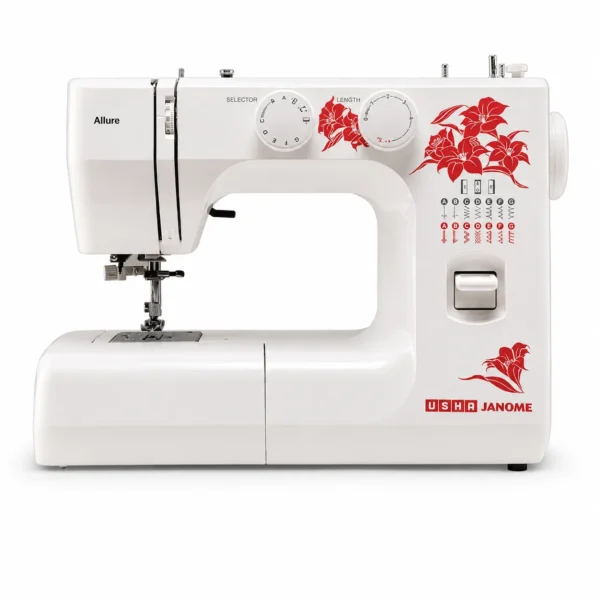 USHA Janome Allure Deluxe Fully Automatic Sewing Machine with 13 Built-in Stitches, Auto Needle Threader & LED Sewing Light USHA Janome Allure Deluxe Fully Automatic Sewing Machine with 13 Built-in Stitches, Auto Needle Threader & LED Sewing Light