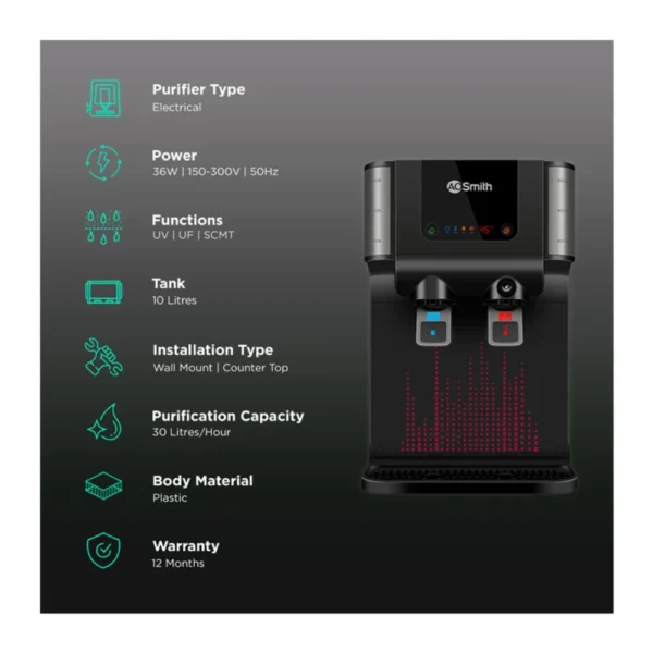 AO Smith Intelli UV Pro 10 Litre UV UF Water Purifier with Dual Pass UV Chamber & Digital Display AO Smith Intelli UV Pro 10 Litre UV UF Water Purifier with Dual Pass UV Chamber & Digital Display