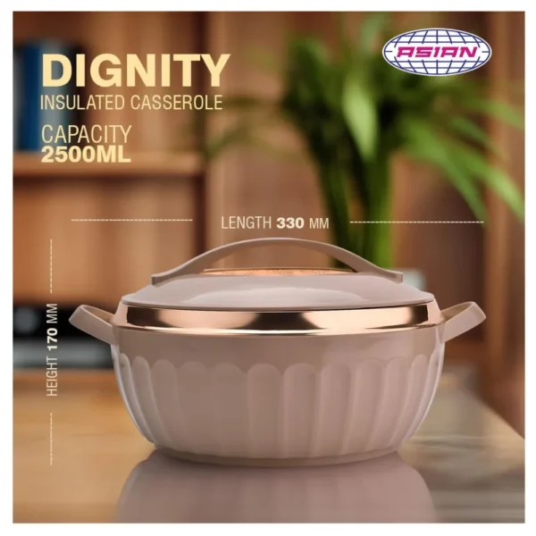 ASIAN Dignity Deluxe 2500 ML Casserole Premium Insulated Hotpot with Stainless Steel Inner Brown Food Server ASIAN Dignity Deluxe 2500 ML Casserole Premium Insulated Hotpot with Stainless Steel Inner Brown Food Server