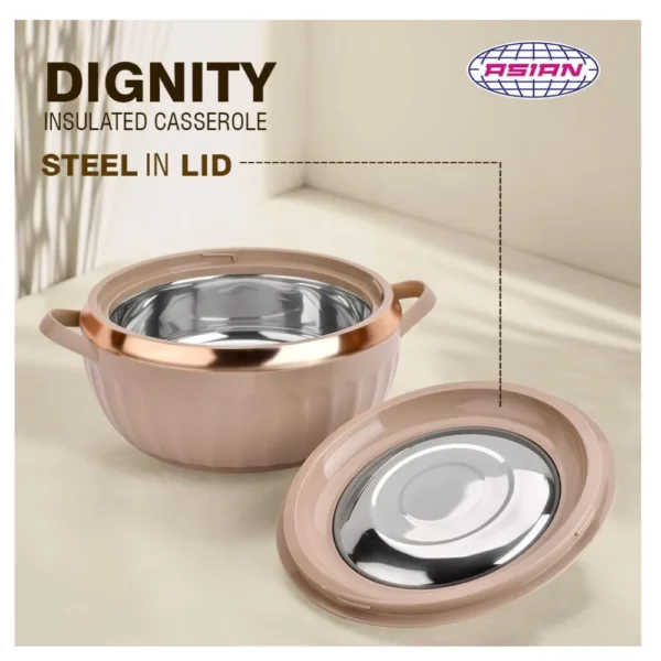 ASIAN Dignity Deluxe 2500 ML Casserole Premium Insulated Hotpot with Stainless Steel Inner Brown Food Server ASIAN Dignity Deluxe 2500 ML Casserole Premium Insulated Hotpot with Stainless Steel Inner Brown Food Server