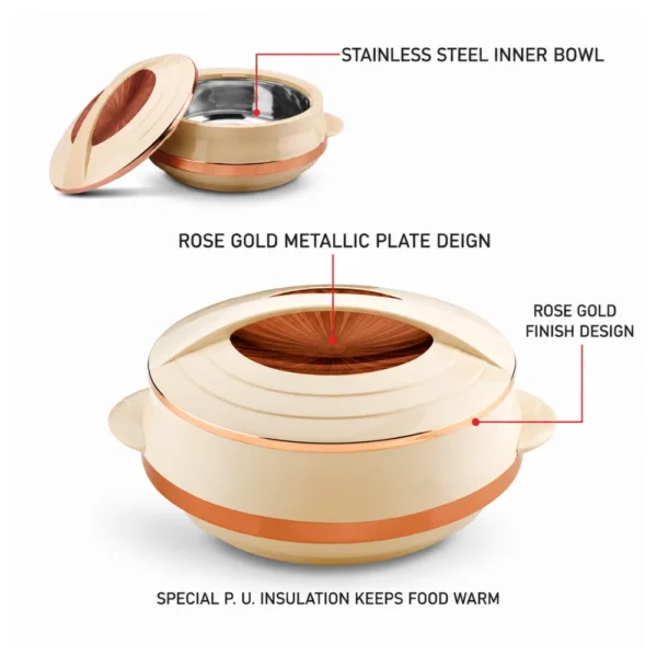 ASIAN Olympic Elite Gold Casserole Set 1200ml + 1600ml Premium Insulated Hotpot Set for Kitchen & Dining ASIAN Olympic Elite Gold Casserole Set 1200ml + 1600ml Premium Insulated Hotpot Set for Kitchen & Dining