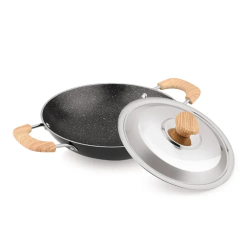 Bergner Bellini Aura 20cm Non Stick Appachatty with Stainless Steel Lid | 5 Layer Coating Appam Pan