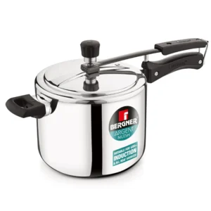 Bergner Argent Avinash 5 Litre Inner Lid Pressure Cooker | Aluminium Cooker with Safety System