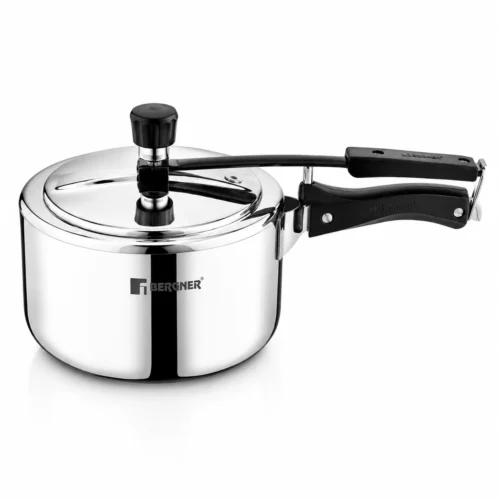 Bergner Argent TriPly 1.5 Litre Stainless Steel Inner Lid Pressure Cooker | Induction & Gas Compatible Cooker