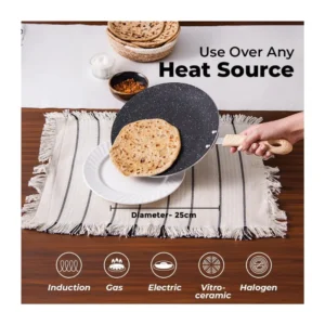 Bergner Bellini Plus Aura 25cm Concave Roti Tawa | 5-Layer Non-Stick Induction Base Tawa with Soft Touch Handle